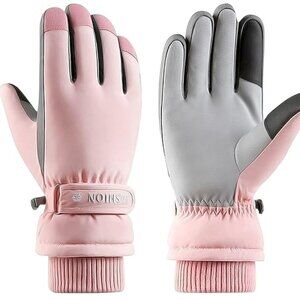 Women Winter Ski Pink Gloves